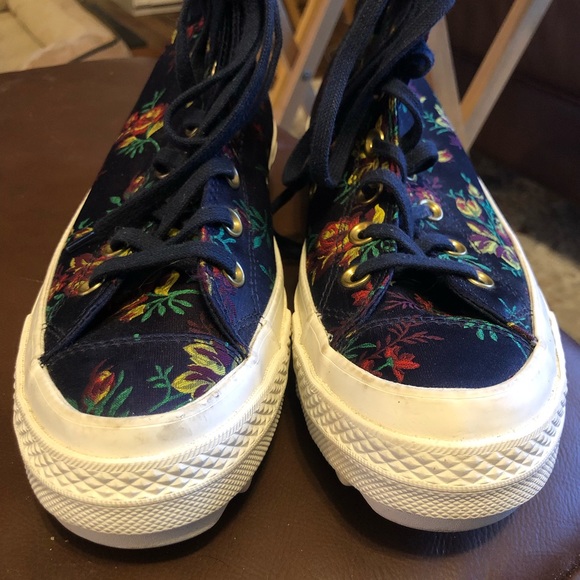 Converse Platform CTAS Lift Ripple Obsidian Navy‎ Floral Sneakers Size 8.5 - Picture 6 of 11